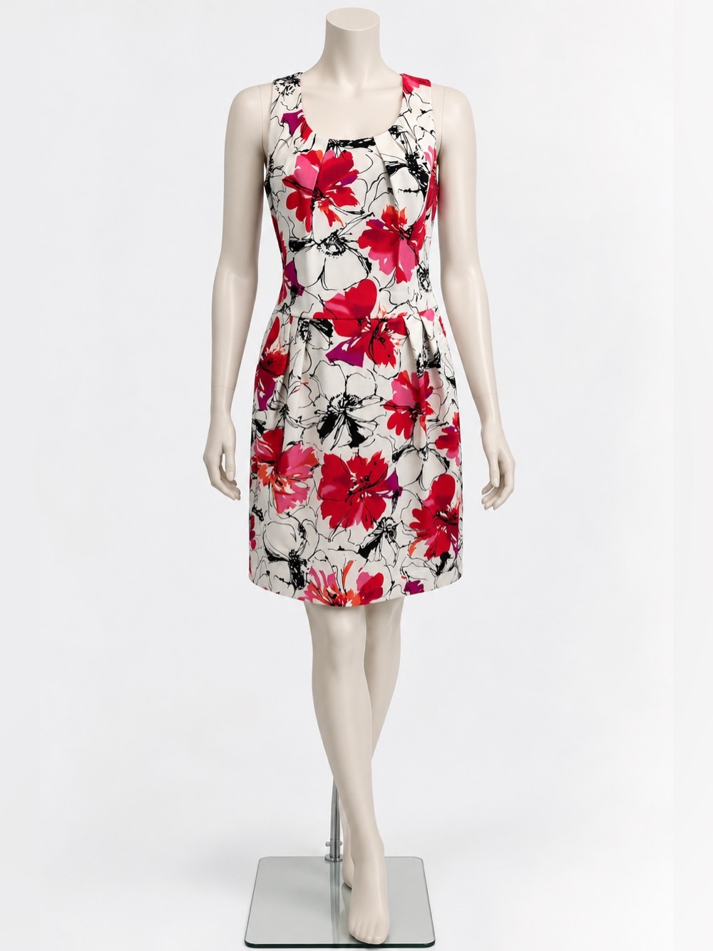 PERCEPTIONS NY Red Floral Sleeveless Dress size 12